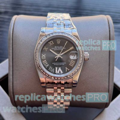 Copy Rolex Datejust 31mm Gray Dial Roman VI set with diamond Watches